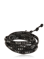 COLANA - BRACCIALE IN PELLE E ONICE - NERO/GRIGIO