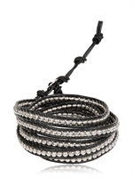 COLANA - BRACCIALE IN PELLE - NERO/ARGENTO