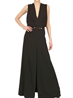 SALVATORE FERRAGAMO - DOUBLE SILK GEORGETTE LONG DRESS - BLACK