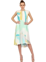 SALVATORE FERRAGAMO - CREPE DE CHINE LONG DRESS - TORQUOISE
