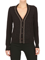 SALVATORE FERRAGAMO - TEXTURED COTTON KNIT CARDIGAN - BLACK