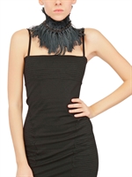 DONATELLA CALZOLARI - WAXED FRINGE COLLAR - ANTHRACITE