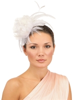 NANÀ - ANTO FEATHERS AND FLOWER BRIDAL HEADBAND - WHITE