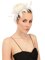 NANÀ - ANTO FEATHERS AND FLOWER BRIDAL HEADBAND - IVORY