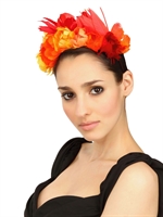 NANÀ - IVY FEATHER FLOWER HEADBAND - MULTI ORANGE