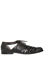 DOLCE & GABBANA - ETNA VINTAGED LEATHER LACE UP SANDALS - BLACK