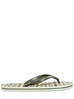 DOLCE & GABBANA - NYLON STRIPED THONG FLIP FLOPS - MULTI GREEN