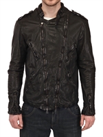 GIORGIO BRATO - VEGETABLE TREATED NAPPA LEATHER JACKET - BLACK