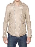 GIORGIO BRATO - VEGETABLE TREATED NAPPA LEATHER JACKET - BEIGE