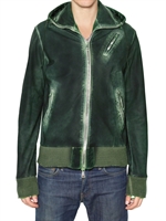 GIORGIO BRATO - REVERSIBLE DYED HOODED LEATHER JACKET - GREEN