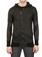 GIORGIO BRATO - PERFORATED HOODED NAPPA LEATHER JACKET - BLACK