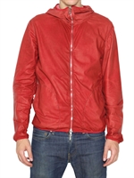 GIORGIO BRATO - SUPER LIGHT HOODED NAPPA LEATHER JACKET - RED