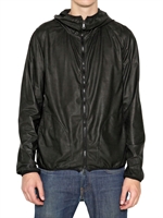 GIORGIO BRATO - SUPER LIGHT HOODED NAPPA LEATHER JACKET - BLACK