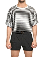 DOLCE & GABBANA - STRIPED COTTON CANVAS T-SHIRT - WHITE/BLUE