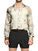 DOLCE & GABBANA - HEMD AUS BAUMWOLLVOILE MIT POSTKARTENDRUCK - MULTI BEIGE