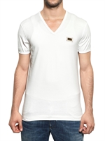 DOLCE & GABBANA - LIGHT JERSEY V NECK T-SHIRT - WHITE
