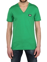 DOLCE & GABBANA - T-SHIRT SCOLLO A V IN JERSEY DI COTONE - VERDE