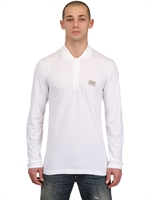 DOLCE & GABBANA - LANGÄRMELIGES PIQUET POLO SHIRT - WEIß