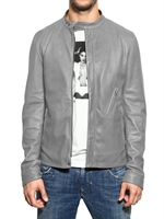 DOLCE & GABBANA - ZIP UP LEATHER JACKET - GREY