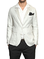 DOLCE & GABBANA - GIACCA IN LINO E ORGANZA - BIANCO SPORCO