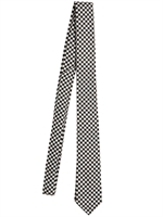SAINT LAURENT - 4CM CHECKED JACQUARD SILK TIE - BLACK/WHITE