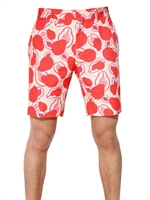 MARC JACOBS - PAPAYA PRINT COTTON CANVAS SHORTS - RED/PINK
