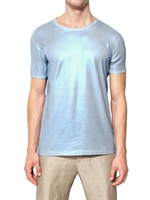 MARC JACOBS - SHINY METALLIC PRINT JERSEY T-SHIRT - BLUE