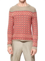 MARC JACOBS - MAGLIA TRICOT IN COTONE - BEIGE/ROSSO/BLU