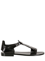 SAINT LAURENT - SILVER STUDDED LEATHER SANDALS - BLACK