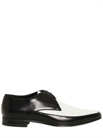SAINT LAURENT - SCARPE DERBY IN PELLE BICOLORE TRAFORATA - NERO/BIANCO