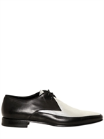 SAINT LAURENT - SCARPE DERBY IN PELLE BICOLORE METALLIZZATA - NERO/ARGENTO