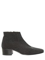 SAINT LAURENT - 45MM GLITTER LEATHER BOOTS - SILVER