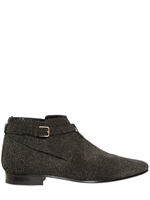 SAINT LAURENT - GLITTER LEATHER LOW BOOTS - GOLD