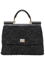 DOLCE & GABBANA - MISS SICILY MAKRAMEE AUF LEINEN HANDTASCHE - SCHWARZ