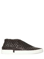 CASBIA - SNEAKERS IN PELLE INTRECCIATA - NERO
