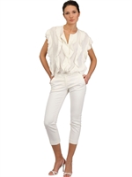 CHLOE' - RUFFLED SILK CREPE DE CHINE SHIRT - WHITE