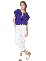 CHLOE' - RUFFLED SILK CREPE DE CHINE SHIRT - PURPLE