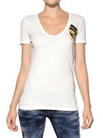DSQUARED - PRINTED LIGHT COTTON JERSEY T-SHIRT - WHITE