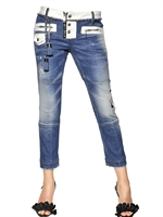 DSQUARED - STRETCH COTTON DENIM BIKER JEANS - BLUE