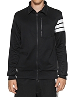 Y-3 - FELPA IN TECHNO JERSEY E COTONE CON ZIP - NERO/BIANCO