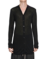 RICK OWENS - CARDIGAN LUNGO IN LANA MERINO - NERO