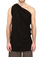 RICK OWENS - TOP LUNGO IN MAGLIA DI LANA MERINO - NERO