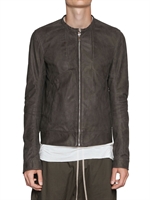 RICK OWENS - PANELED LEATHER BOMBER JACKET - DARK DUST