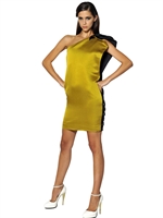 LANVIN - ABITO IN SETA DUCHESSE CON SWAROVSKI - GIALLO/NERO