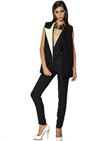 LANVIN - GILET IN TECHNO DUCHESSE - NERO/BIANCO