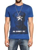 JOHN RICHMOND - BEDRUCKTES MAO TSE TUNG T-SHIRT AUS BAUMWOLLE - ELECTRIC BLUE