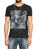 JOHN RICHMOND - BAUMWOLLEN MIX JERSEY T -SHIRT MIT DRUCK - SCHWARZ