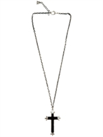 JOHN RICHMOND - ENAMEL CROSS NECKLACE - SILVER/BLACK