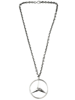 JOHN RICHMOND - JR LOGO PRINT NECKLACE - SILVER/BLACK