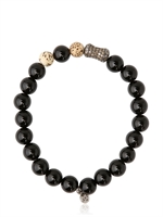 OCNARF SAIRUTSA - BRACCIALE CON SEMI DI LOTO, DIAMANTI E ONICE - NERO/BIANCO